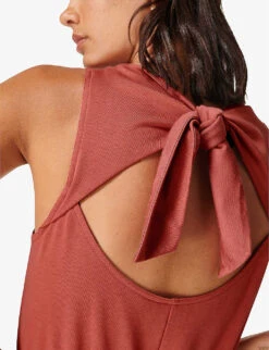 Sweaty Betty Harlow Tie-back Cotton-blend Playsuit -Whistles Shop R03995065 COPPERPINK ALT04