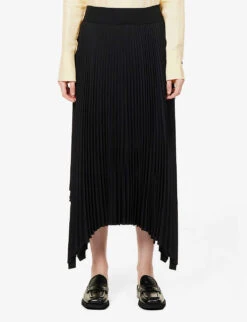Joseph Ade Pleated Crepe Midi Skirt -Whistles Shop R03995810 BLACK ALT02