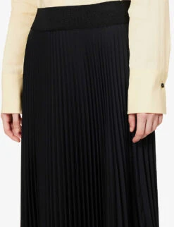 Joseph Ade Pleated Crepe Midi Skirt -Whistles Shop R03995810 BLACK ALT04