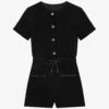 Maje Izola Buttoned Drawstring-waist Tweed Playsuit -Whistles Shop R03996745 NOIRGRIS M