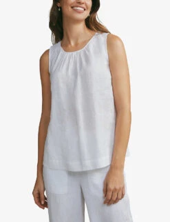 Sleeveless Linen Top -Whistles Shop R04004429 WHITE ALT01