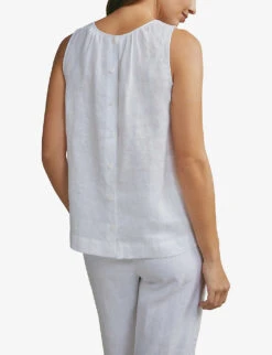 Sleeveless Linen Top -Whistles Shop R04004429 WHITE ALT02