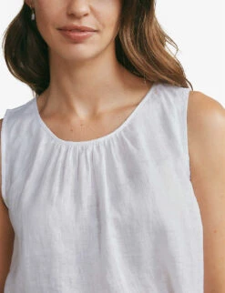 Sleeveless Linen Top -Whistles Shop R04004429 WHITE ALT03