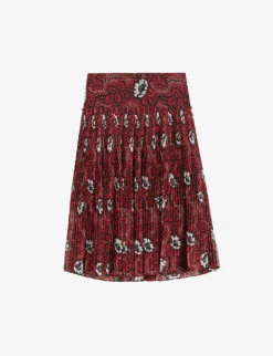 Ted Baker Ariello Floral-print Dropped-waist Pleated Woven Midi Skirt