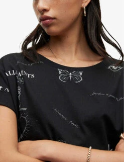AllSaints Ventra Imogen Graphic-print Cotton T-shirt -Whistles Shop R04009303 BLACK ALT04