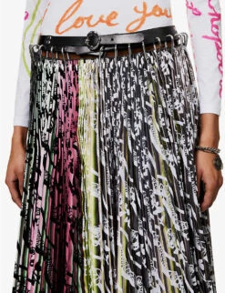 Gazania Carabiner Upcycled-polyester Midi Skirt -Whistles Shop R04058965 STRIPEMULTI ALT05