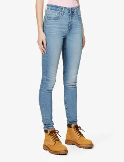 Levis 721 Contrast-stitch Tapered High-rise Stretch-denim Jeans -Whistles Shop R04062388 BLUEWAVELIGHT ALT02