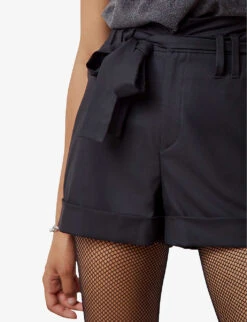 Ikks Belted High-waisted Stretch-woven Shorts -Whistles Shop R04063189 BLACK ALT04