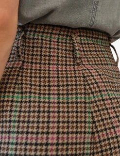 Ikks Checked High-rise Wool-blend Shorts -Whistles Shop R04063193 BROWN ALT04