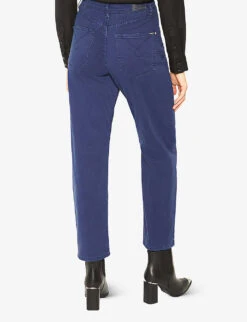 Ikks Cropped Straight-leg High-rise Stretch-denim Jeans -Whistles Shop R04063206 DARKBLUE ALT03