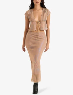 Dyana Bias-cut Georgette Maxi Skirt -Whistles Shop R04064438 SHIMMERCAFE ALT01