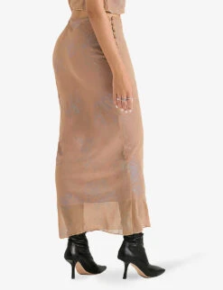 Dyana Bias-cut Georgette Maxi Skirt -Whistles Shop R04064438 SHIMMERCAFE ALT03