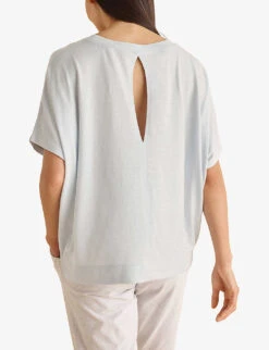 Notch-bag Relaxed-fit Cotton T-shirt -Whistles Shop R04067994 SKYBLUE ALT02