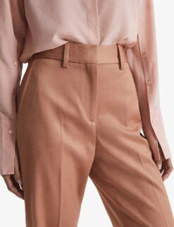 Reiss Luna Wide-leg High-rise Stretch-wool Trousers -Whistles Shop R04068066 ROSE ALT04