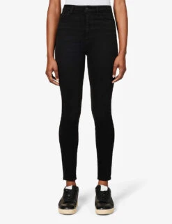 7 For All Mankind Ultra HR Skinny High-rise Stretch-cotton-blend Denim Jeans -Whistles Shop R04069282 BLACK ALT02