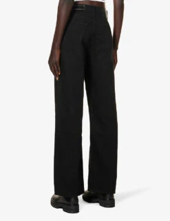 Rag & Bone Logan Wide-leg High-rise Cotton-blend Jeans -Whistles Shop R04069484 BLACK ALT03