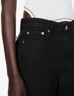 Rag & Bone Logan Wide-leg High-rise Cotton-blend Jeans -Whistles Shop R04069484 BLACK ALT04