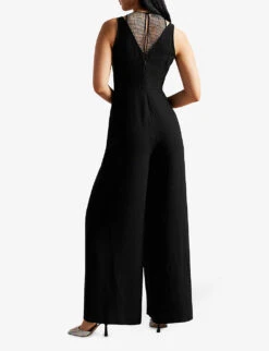 Ted Baker Janvier Crystal-embellished V-neck Woven Jumpsuit -Whistles Shop R04070400 BLACK ALT02