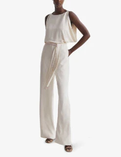 Reiss Koa Drape-armhole Woven Bridal Jumpsuit -Whistles Shop R04070737 IVORY ALT02