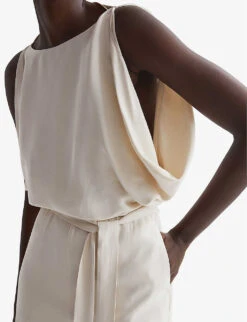 Reiss Koa Drape-armhole Woven Bridal Jumpsuit -Whistles Shop R04070737 IVORY ALT04