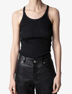 Zadig & Voltaire Alba Cotton Tank Top -Whistles Shop R04074044 NOIR ALT02