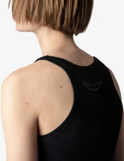Zadig & Voltaire Alba Cotton Tank Top -Whistles Shop R04074044 NOIR ALT04