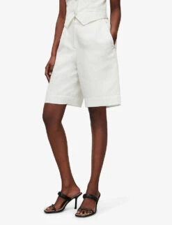 AllSaints Petra Tailored Front-pleat Linen-blend Shorts -Whistles Shop R04074913 OFFWHITE ALT02