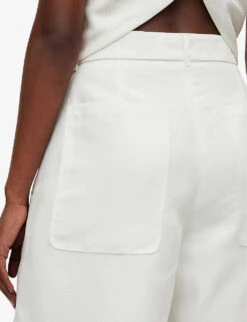 AllSaints Petra Tailored Front-pleat Linen-blend Shorts -Whistles Shop R04074913 OFFWHITE ALT04