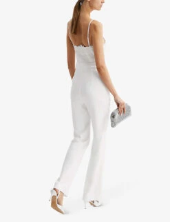 Reiss Cora Lace-bodice Stretch-woven Jumpsuit -Whistles Shop R04075258 IVORY ALT03