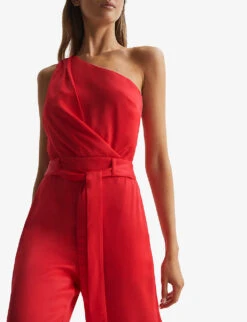 Reiss Eliza One-shoulder Woven Jumpsuit -Whistles Shop R04075259 RED ALT02