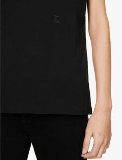 Toteme Logo-embroidered Organic Cotton T-shirt -Whistles Shop R04077099 BLACK ALT05