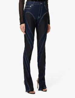 Mugler Spiral Seam-embellished Skinny High-rise Stretch-denim Jeans -Whistles Shop R04078213 DARKBLUEBLACK ALT02