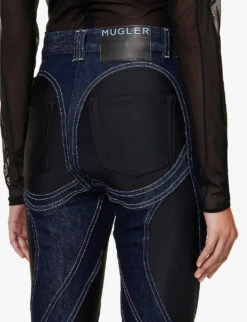 Mugler Spiral Seam-embellished Skinny High-rise Stretch-denim Jeans -Whistles Shop R04078213 DARKBLUEBLACK ALT05