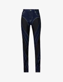 Mugler Spiral Seam-embellished Skinny High-rise Stretch-denim Jeans