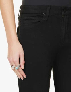 Paige Brand-patch Flared-leg High-rise Rayon-blend Jeans -Whistles Shop R04078804 BLACKSHADOW ALT04