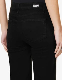 Paige Brand-patch Flared-leg High-rise Rayon-blend Jeans -Whistles Shop R04078804 BLACKSHADOW ALT05
