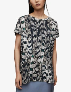 AllSaints Ines Imogen Abstract-print Organic-cotton T-shirt -Whistles Shop R04081469 WHITEMONO ALT02