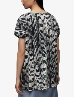 AllSaints Ines Imogen Abstract-print Organic-cotton T-shirt -Whistles Shop R04081469 WHITEMONO ALT03