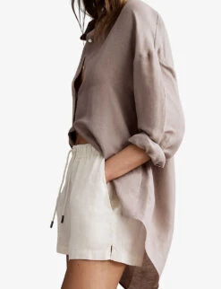 Reiss Cleo High-rise Linen Shorts -Whistles Shop R04082271 STONE ALT02