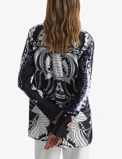 Reiss Rose Abstract-print Woven Shirt -Whistles Shop R04082354 NAVYWHITE ALT03