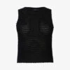 AllSaints Open-weave Mesh Cotton-blend Tank Top 1 AllSaints Open-weave Mesh Cotton-blend Tank Top -Whistles Shop R04082472 BLACK M
