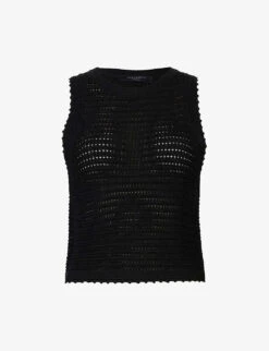 AllSaints Open-weave Mesh Cotton-blend Tank Top