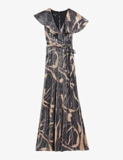 Ted Baker Printed Ruffle Sequin Jumpsuit