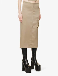 Suki Flap-pocket Slim-fit Stretch-woven Skirt -Whistles Shop R04086817 SAGE ALT02