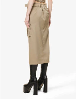 Suki Flap-pocket Slim-fit Stretch-woven Skirt -Whistles Shop R04086817 SAGE ALT03