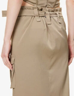 Suki Flap-pocket Slim-fit Stretch-woven Skirt -Whistles Shop R04086817 SAGE ALT04