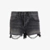 AllSaints Heidi High-rise Distressed-hem Denim Shorts -Whistles Shop R04087382 WASHEDBLACK M