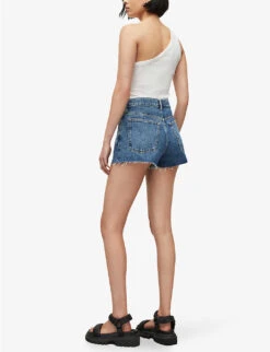 AllSaints Faye High-rise Raw-hem Denim Shorts -Whistles Shop R04087394 DARKINDIGOBL ALT03