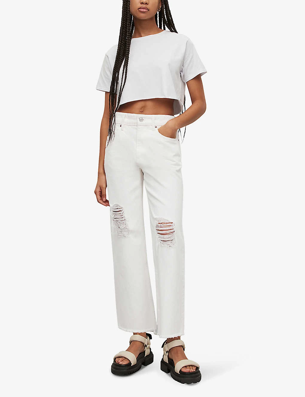 AllSaints Hailey Destroy High-rise Tapered-leg Organic-cotton Jeans 4 AllSaints Hailey Destroy High-rise Tapered-leg Organic-cotton Jeans - Image 2