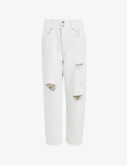 AllSaints Hailey Destroy High-rise Tapered-leg Organic-cotton Jeans